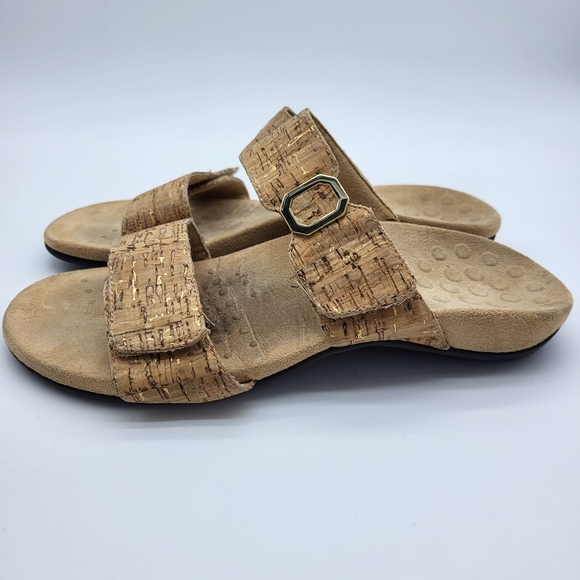 Vionic women's shore slide cork like straps black rubber soles size 8 - Picture 4 of 14